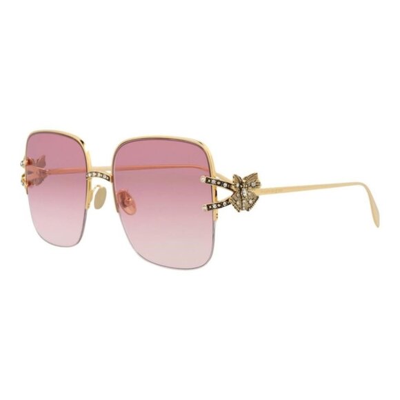 Alexander McQueen Accessories - Alexander McQueen Womens Square/Rectangle Gold Gold Red Fashion Designer Eyewear